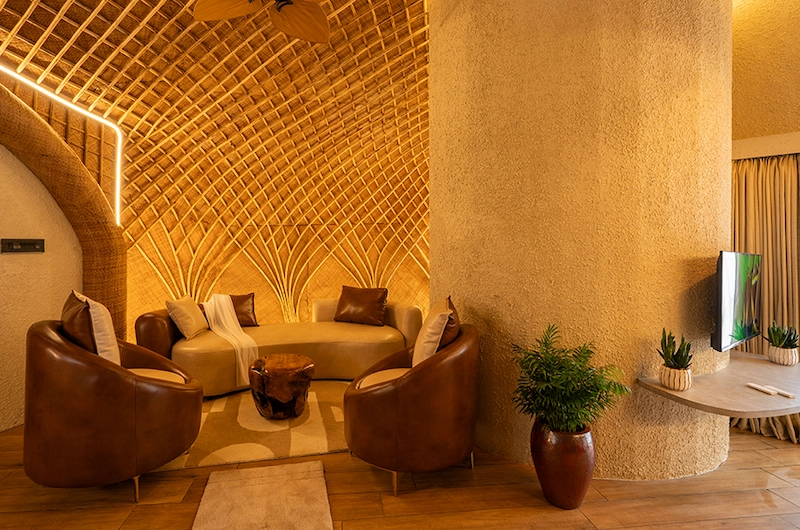 Luxury resort lounge interior with cozy seating area at Monticle Glamps