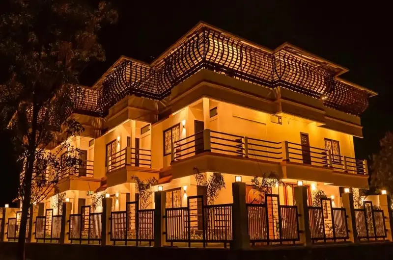 Illuminated night view of Vagamon Vagashore resort exterior