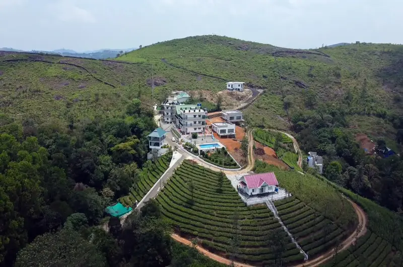 Pine Clough Resort aerial view Vagamon Kerala | Scenic hillside resort view in Vagamon