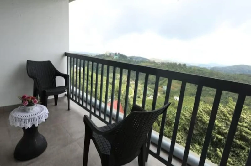 Scenic mountain landscape and valley view from Vagamon Hill Chimes private balco