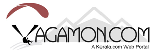 Official brand logo for Vagamon.com featuring a red paraglider flying over mountain peaks